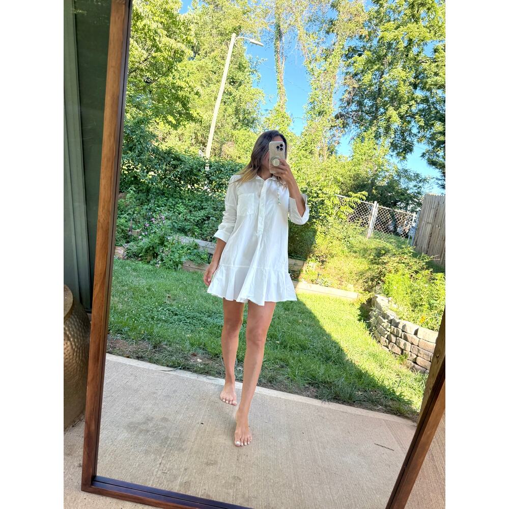 Tuckernuck White Cotton Ruffle-Hem Shirt Dress - Picture 3 of 6